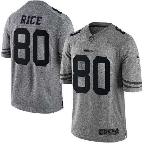 Nike 49ers #80 Jerry Rice Gray Men's Stitched NFL Limited Gridiron Gray Jersey - Click Image to Close